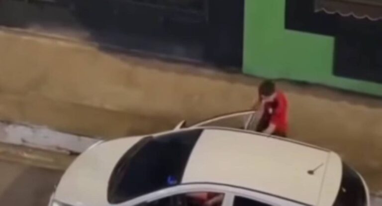 Homem é flagrado agredindo mulher dentro de carro no Centro de Porto Velho