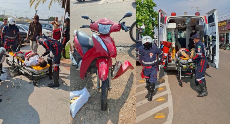 Motoboy fica ferido em colisão entre duas motocicletas no bairro Liberdade, em Porto Velho