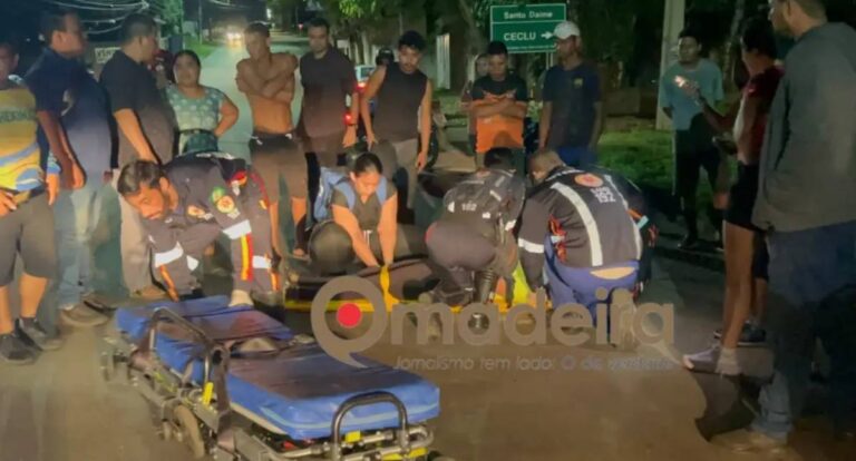 Motociclista fica gravemente ferida após colidir com capivara no bairro Triângulo, em Porto Velho